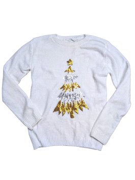 Bílý svetr s vánočním stromem pro holky secondhand Primark