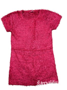 Červené teplé chlupaté šaty pro holky secondhand Miss Evie