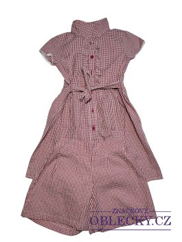 Zvětšit set červenobílé kostkované šaty + kraťasy pro holky secondhand 