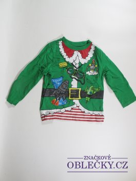 Zvětšit Triko dl.rukáv pro kluky zelené vánoční s obrázkem secondhand   