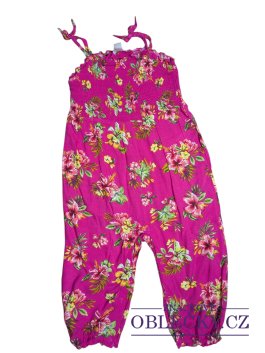 Zvětšit růžový overal s květinami pro holky secondhand primark