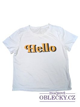 Zvětšit bílé tričko Hello pro holky secondhand Shein 