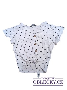 Zvětšit Bílý crop top s černými puntíky pro holky secondhand Primark
