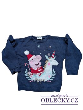 Zvětšit Tmavě modrý vánoční svetr pro holky secondhand Prasátko Peppa