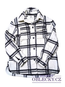 Zvětšit Bílý kabát s černými pruhy pro holky secondhand F&F