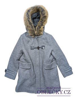 Zvětšit Šedý kabát s kožichem pro holky secondhand Zara