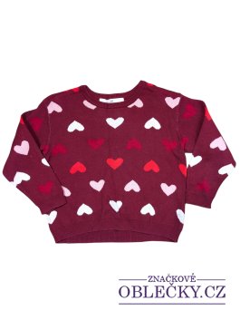 Zvětšit Červený svetr se srdíčky pro holky secondhand H&M
