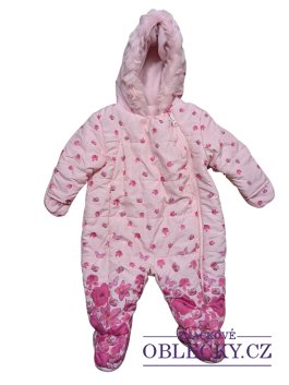 Zvětšit Světle růžové zimní dupačky s kytičkami pro holky secondhand Nutmeg