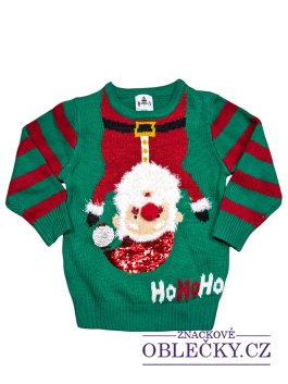 Zvětšit zelený svetr pro kluky s motivem Santy secondhand