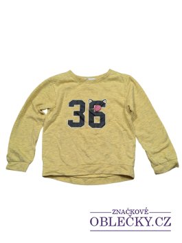 Zvětšit Žlutá mikina žíhaná s obrázky pro holky secondhand H&M