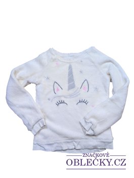 Zvětšit Bílá huňatá mikina s jednorožcem pro holky secondhand Cool Club